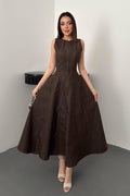 Elegant Brown Fit And Flare Maxi Dress