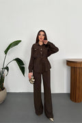 Brown Elegant Casual Set