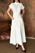 Elegant White Dress With Cap Sleeves